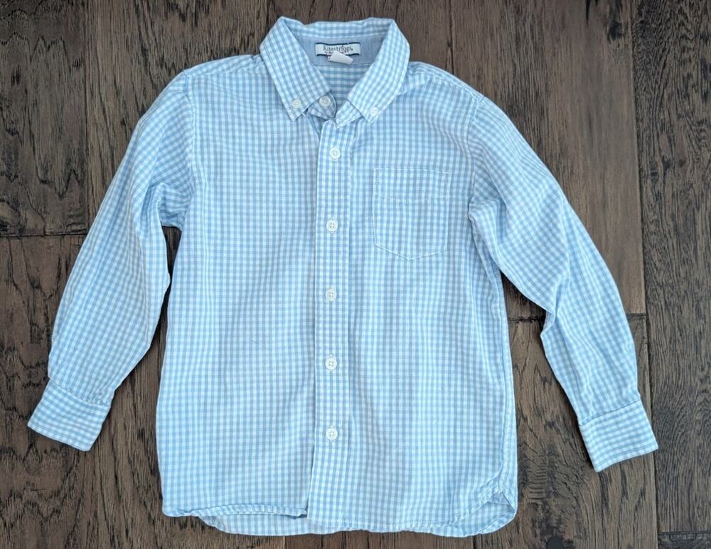 Kitestrings Blue White Gingham Button Up Shurt
